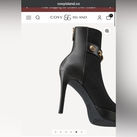 Chic Black Heeled Ankle Boots with Gold Accents - Picture 3 of 8